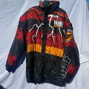 Wulfsport Highlander Moto Jacket Red Lightning Graphic – Men’s Large
